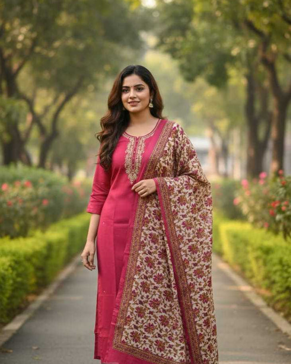 Naarira Premium Handwork Kurti with Pant & Unique Dupatta - alternate view