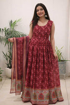 Naarira Organza Silk Floral Printed Gown