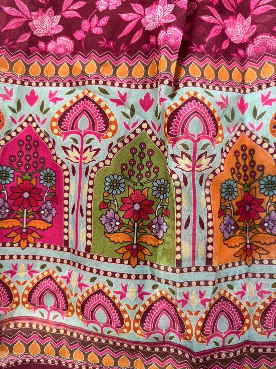 Naarira Organza Silk Floral Printed Gown
