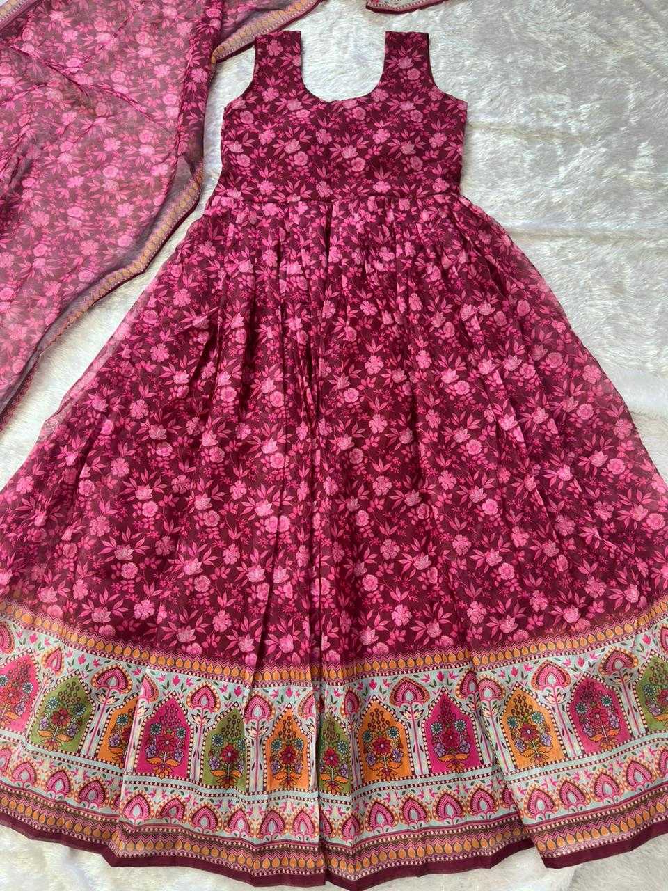 Naarira Organza Silk Floral Printed Gown