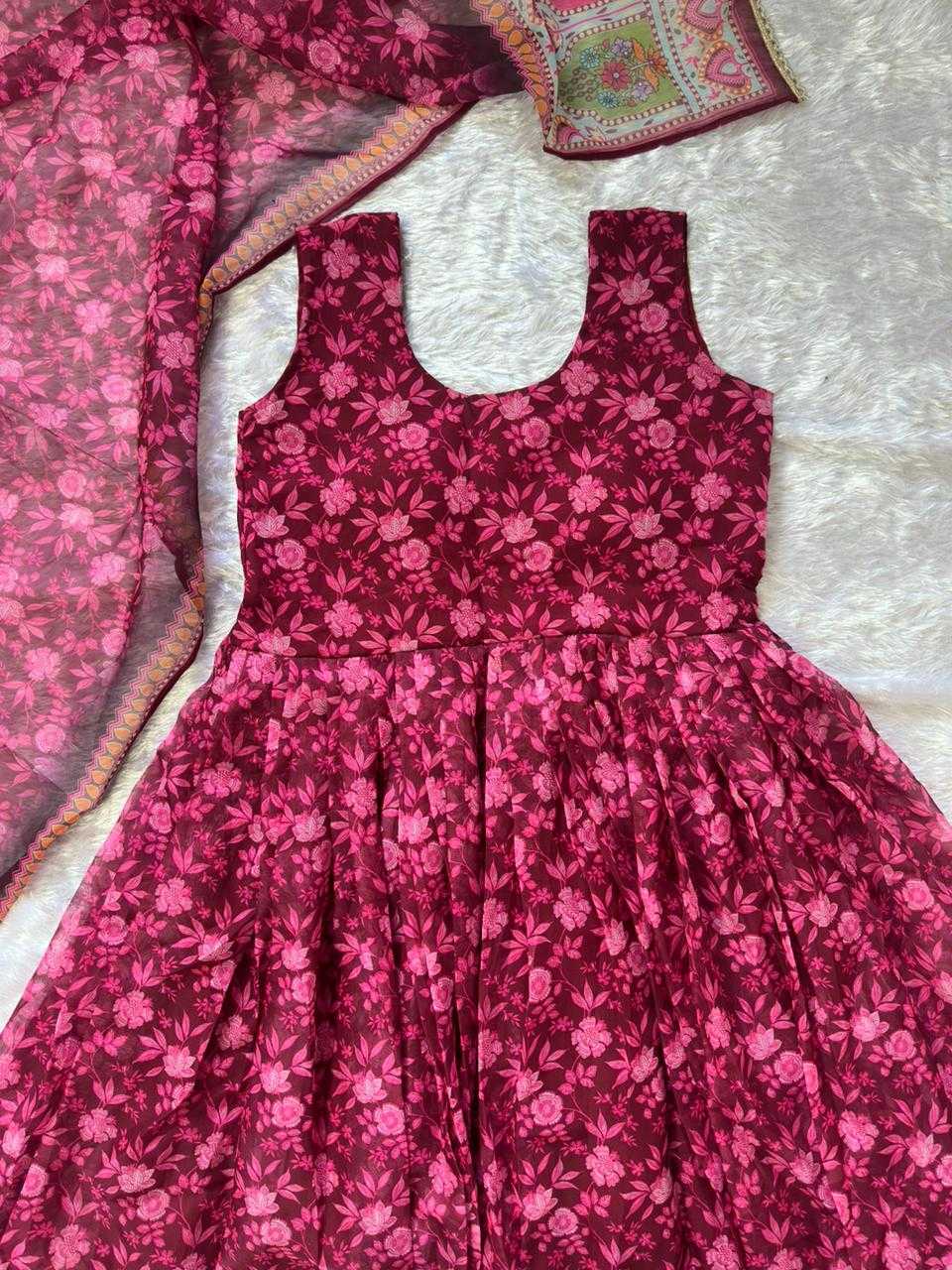 Naarira Organza Silk Floral Printed Gown