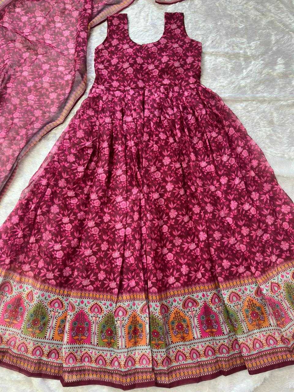 Naarira Organza Silk Floral Printed Gown