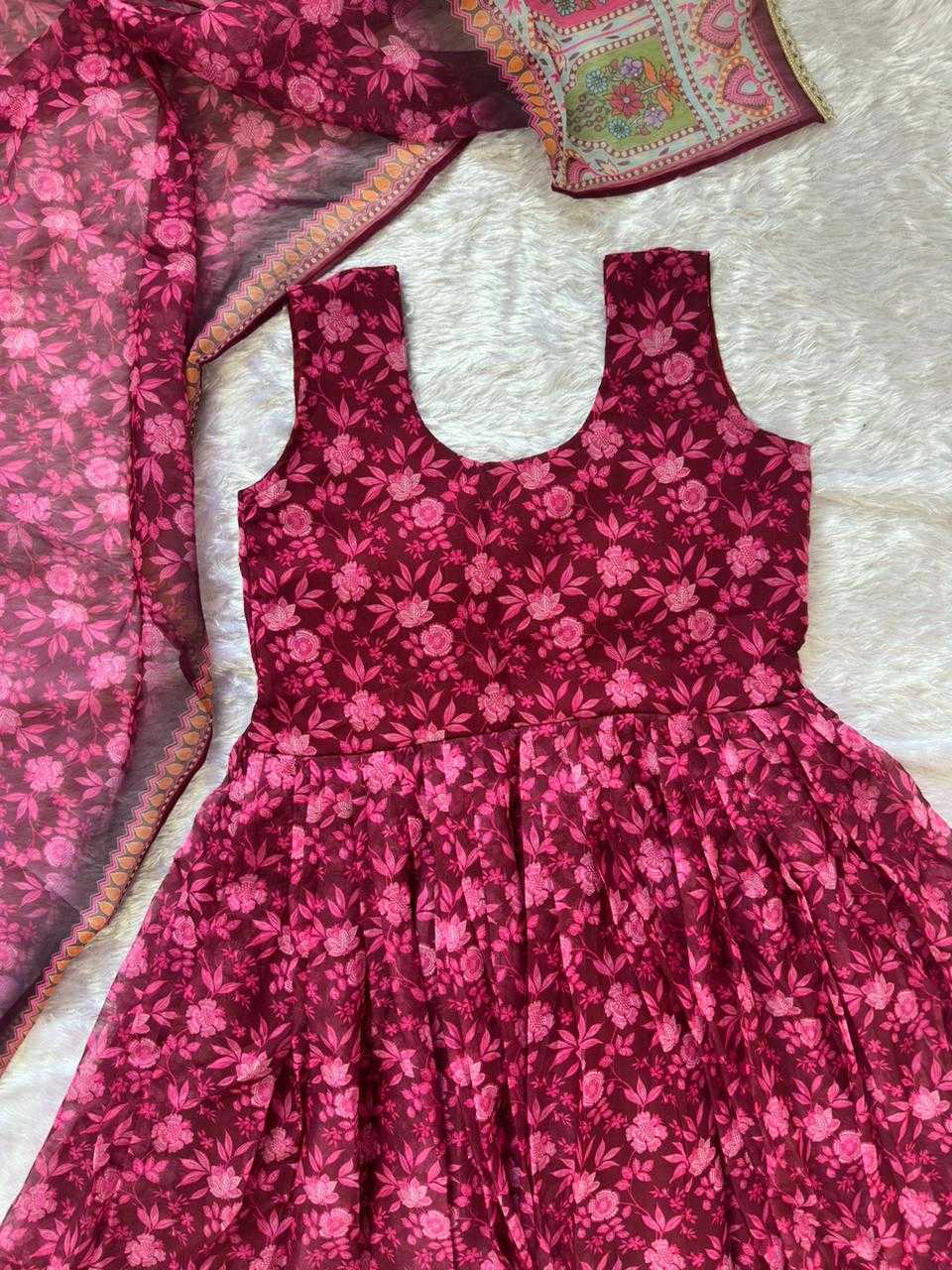 Naarira Organza Silk Floral Printed Gown