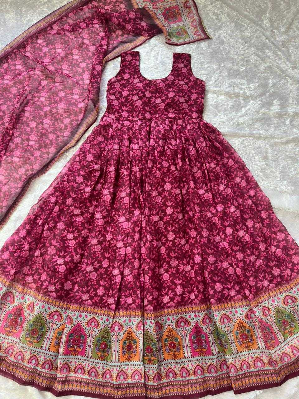 Naarira Organza Silk Floral Printed Gown