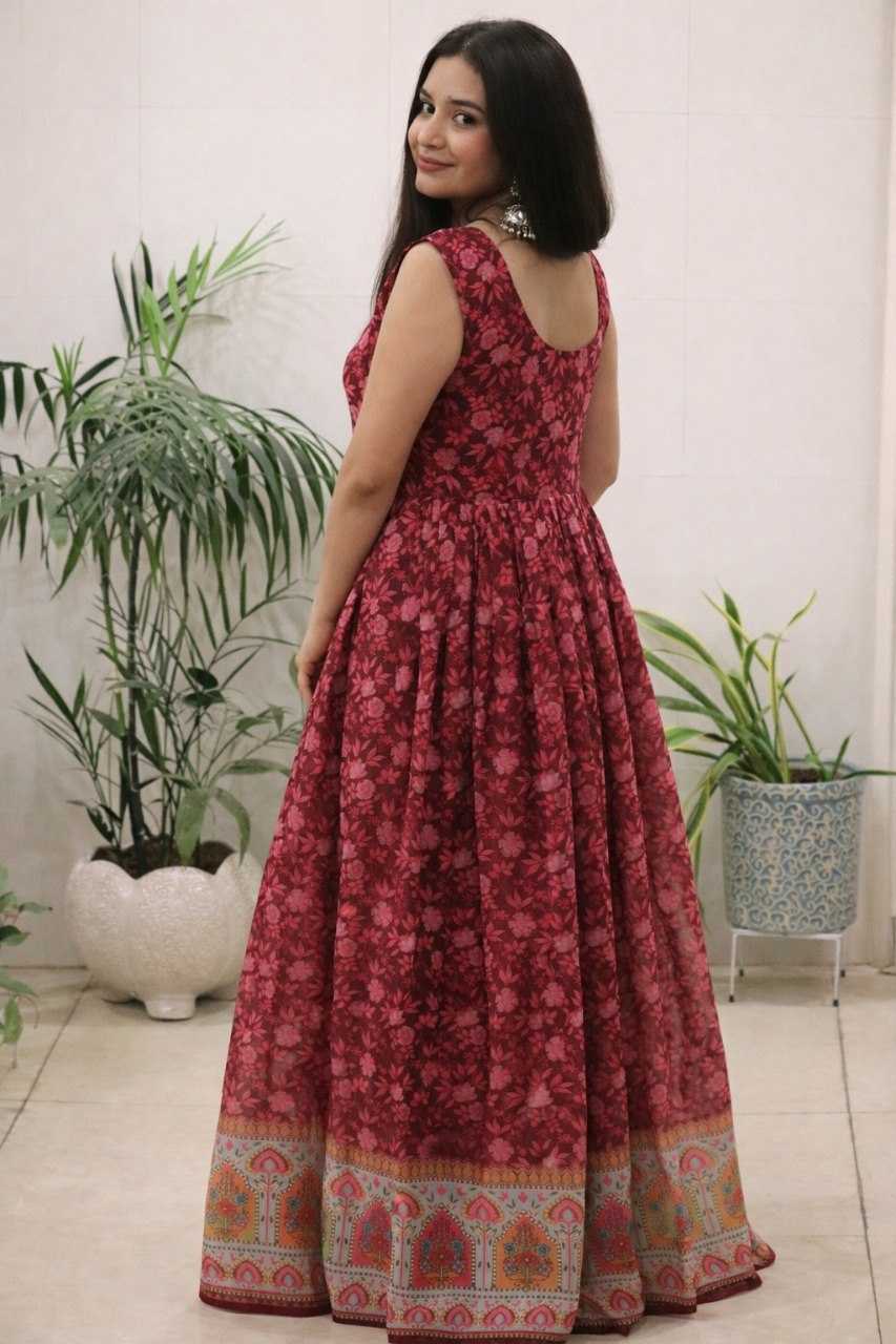 Naarira Organza Silk Floral Printed Gown