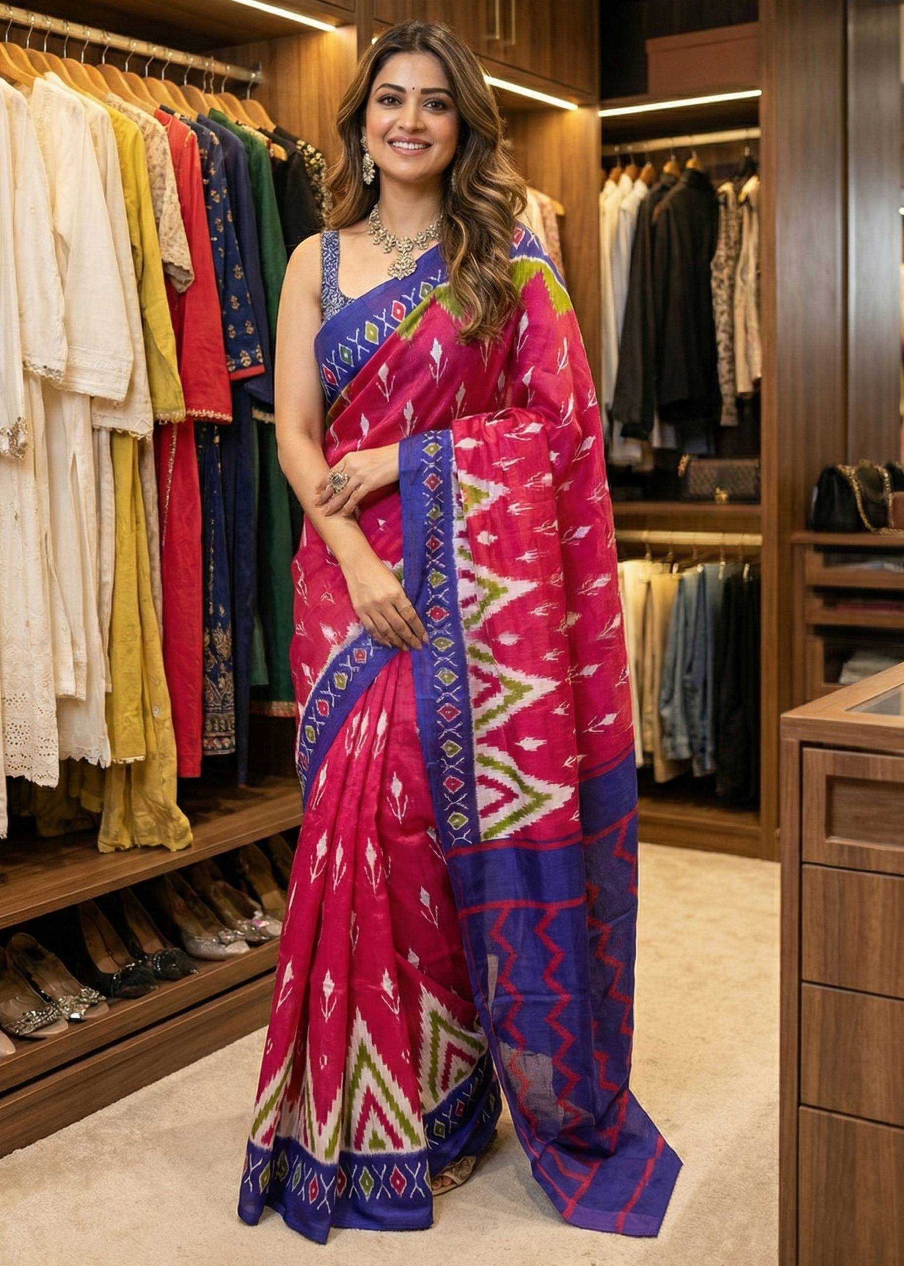 Traditional Bagru Print Cotton Saree for Women – Authentic Rajasthani Handblock Design