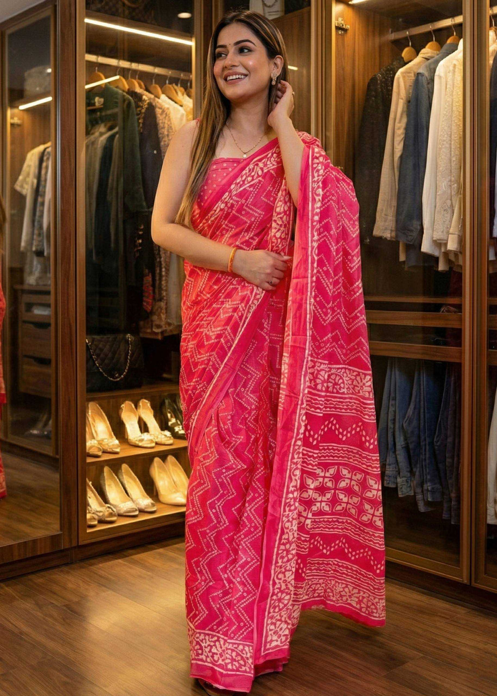 Traditional Bagru Print Cotton Saree for Women – Authentic Rajasthani Handblock Design