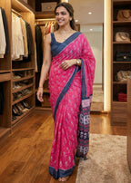 Traditional Bagru Print Cotton Saree for Women – Authentic Rajasthani Handblock Design