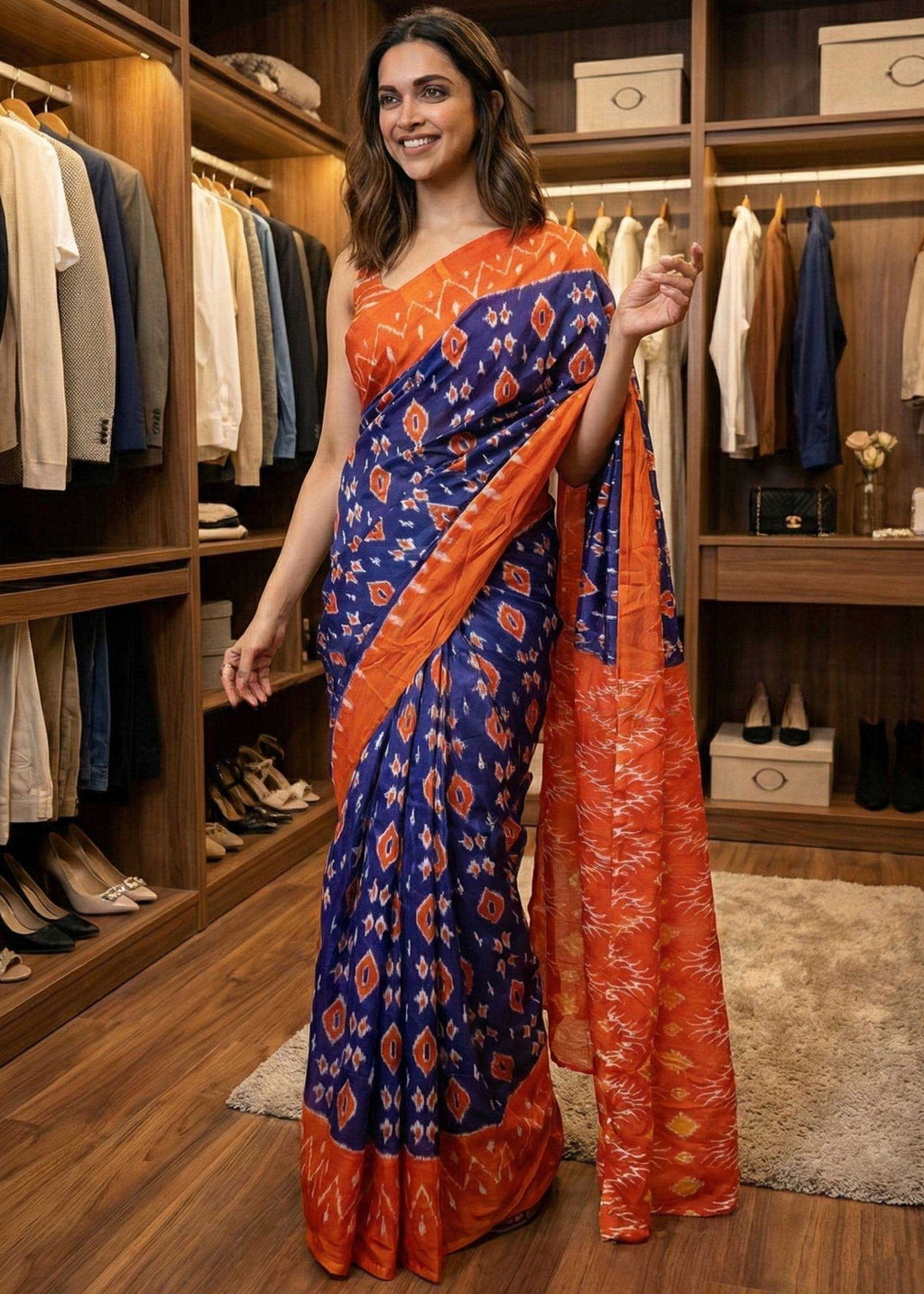 Traditional Bagru Print Cotton Saree for Women – Authentic Rajasthani Handblock Design