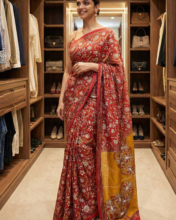 Traditional Bagru Print Cotton Saree for Women – Authentic Rajasthani Handblock Design