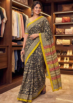 Traditional Bagru Print Cotton Saree for Women – Authentic Rajasthani Handblock Design