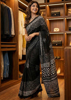 Traditional Bagru Print Cotton Saree for Women – Authentic Rajasthani Handblock Design