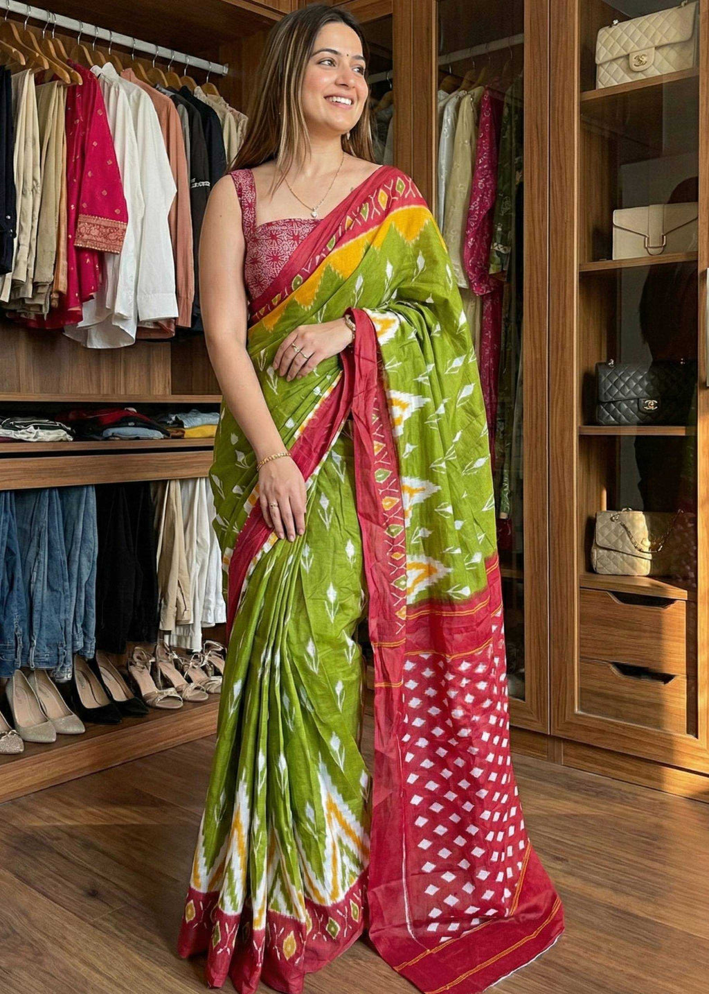 Traditional Bagru Print Cotton Saree for Women – Authentic Rajasthani Handblock Design