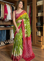 Traditional Bagru Print Cotton Saree for Women – Authentic Rajasthani Handblock Design