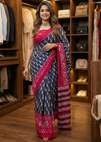 Traditional Bagru Print Cotton Saree for Women – Authentic Rajasthani Handblock Design