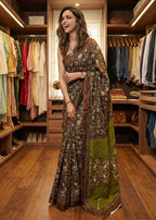 Traditional Bagru Print Cotton Saree for Women – Authentic Rajasthani Handblock Design