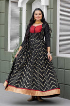 Naarira Soft Silk Zari Chevron Gown